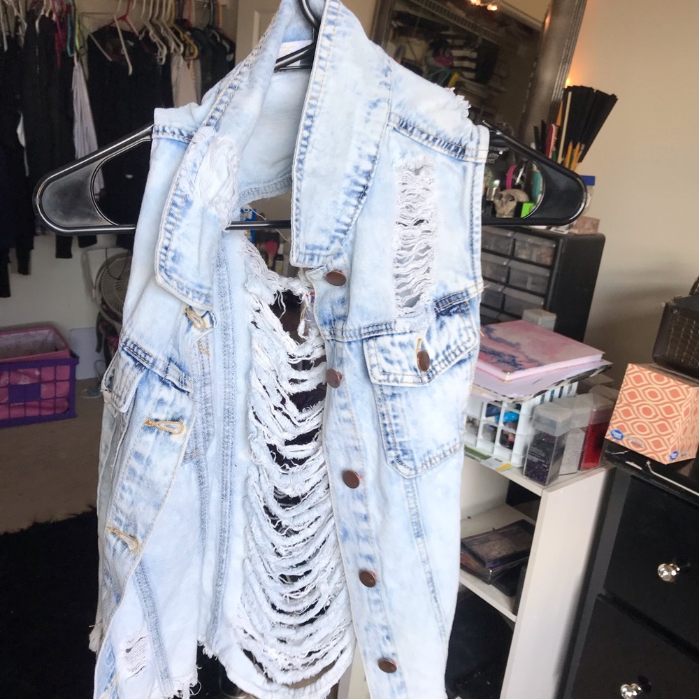 Fringed Jean jacket vest